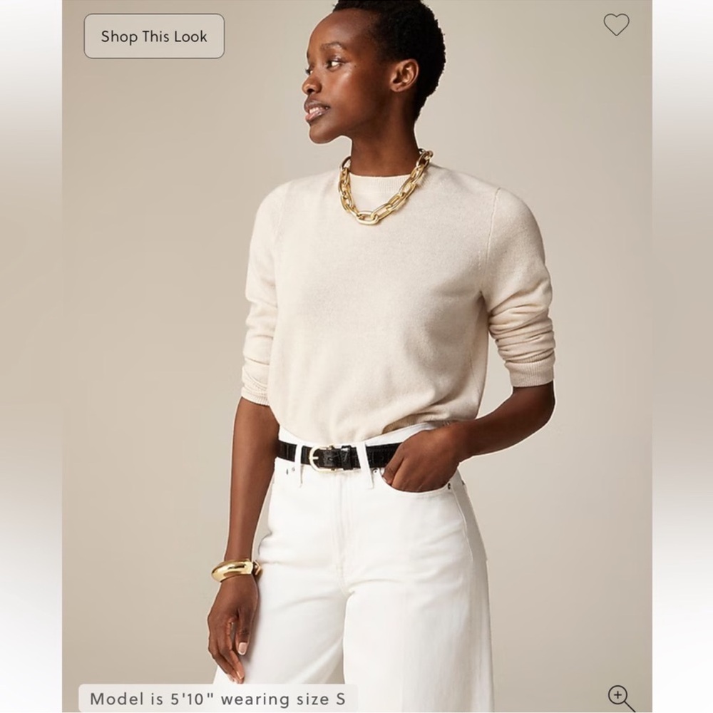 J.Crew Cashmere classic-fit crewneck sweater Heather Natural